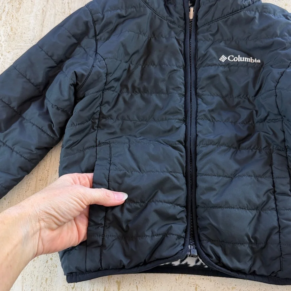 Columbia Reversible Jacket black white houndstooth Toddler Girl 4T